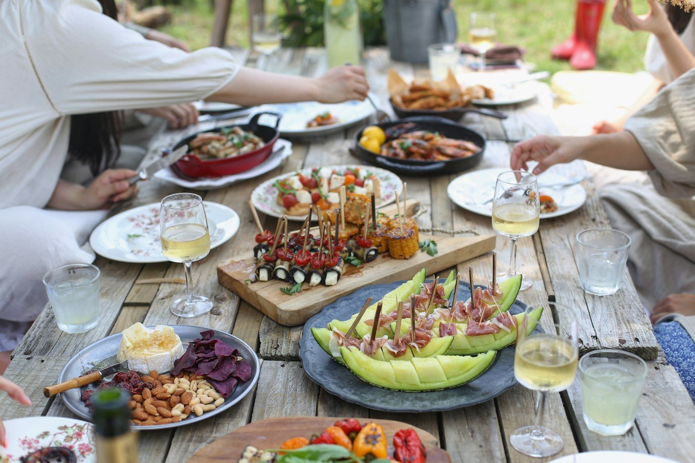 Guests enjoying food at an outdoor party
